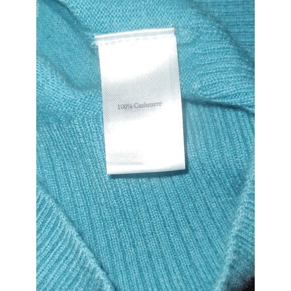 Pure Collection Women's Cardigan UK 10 US 4 Teal 100% Cashmere Round Neck Cardig - Picture 10 of 11
